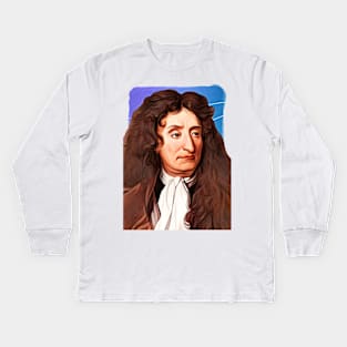 French Poet Jean de La Fontaine illustration Kids Long Sleeve T-Shirt